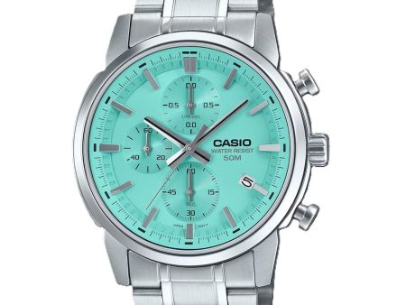 Men s Watch Casio CHRONO DATE SILVER AQUA Discount