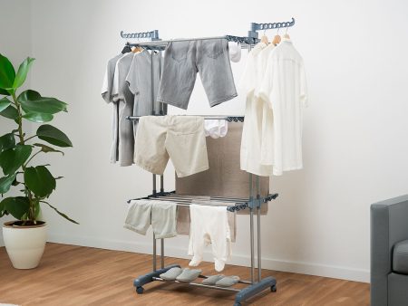 Folding Vertical Clothes Dryer with Wheels Dolver InnovaGoods 24 Bars Online Sale