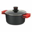 Casserole with glass lid Ø 24 cm Black Aluminium (6 Units) Online now