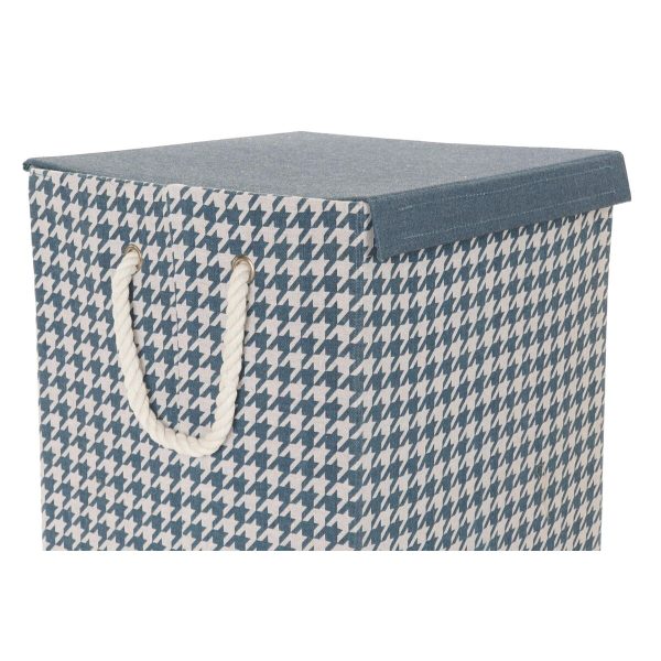 Laundry basket DKD Home Decor Houndstooth 36 x 36 x 55 cm Grey Blue Yellow (3 Units) on Sale