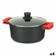 Casserole with glass lid Ø 28 cm Black Aluminium (4 Units) For Cheap