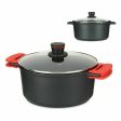 Casserole with glass lid Ø 28 cm Black Aluminium (4 Units) For Cheap