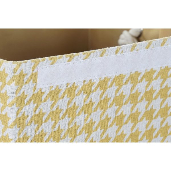 Laundry basket DKD Home Decor Houndstooth 36 x 36 x 55 cm Grey Blue Yellow (3 Units) on Sale