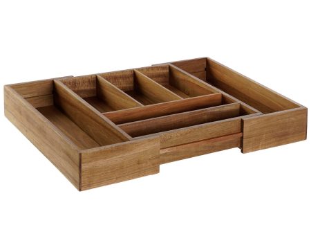 Cutlery Organiser DKD Home Decor Natural Acacia 35 x 30 x 7 cm Hot on Sale