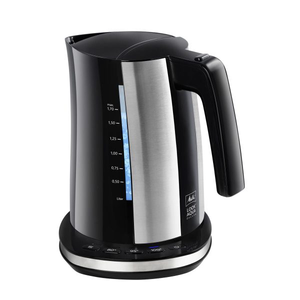 Water Kettle and Electric Teakettle Melitta LOOK AQUA DELUXE BLACK EU Black Silver Stainless steel 2400 W 1,7 L Sale