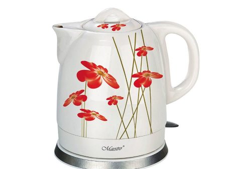 Water Kettle and Electric Teakettle Feel Maestro MR-066 Red Flowers White Red Ceramic 1200 W 1,5 L Hot on Sale