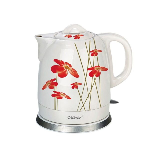 Water Kettle and Electric Teakettle Feel Maestro MR-066 Red Flowers White Red Ceramic 1200 W 1,5 L Hot on Sale