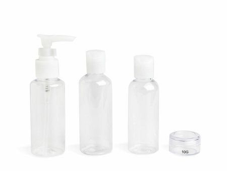 4-in-1 Travel Liquid Dispenser IDC Institute Transparent Plastic 4 Pieces Set For Cheap